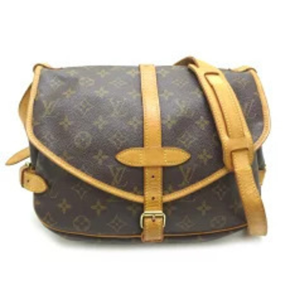 Louis Vuitton Saumur Shoulder Bag Monogram Ebene Brown